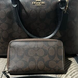 Coach Signature Brown and Black Satchel